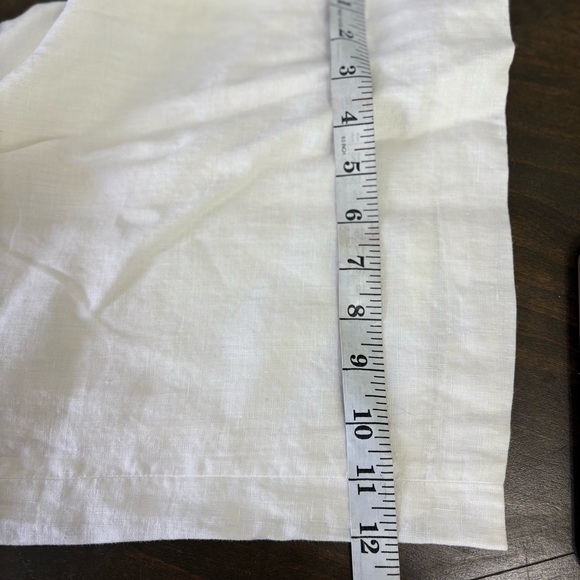 Lagenlook Linen White Trousers Pants Cropped Wide Leg Straight Womens 8 Coastal - Picture 10 of 11